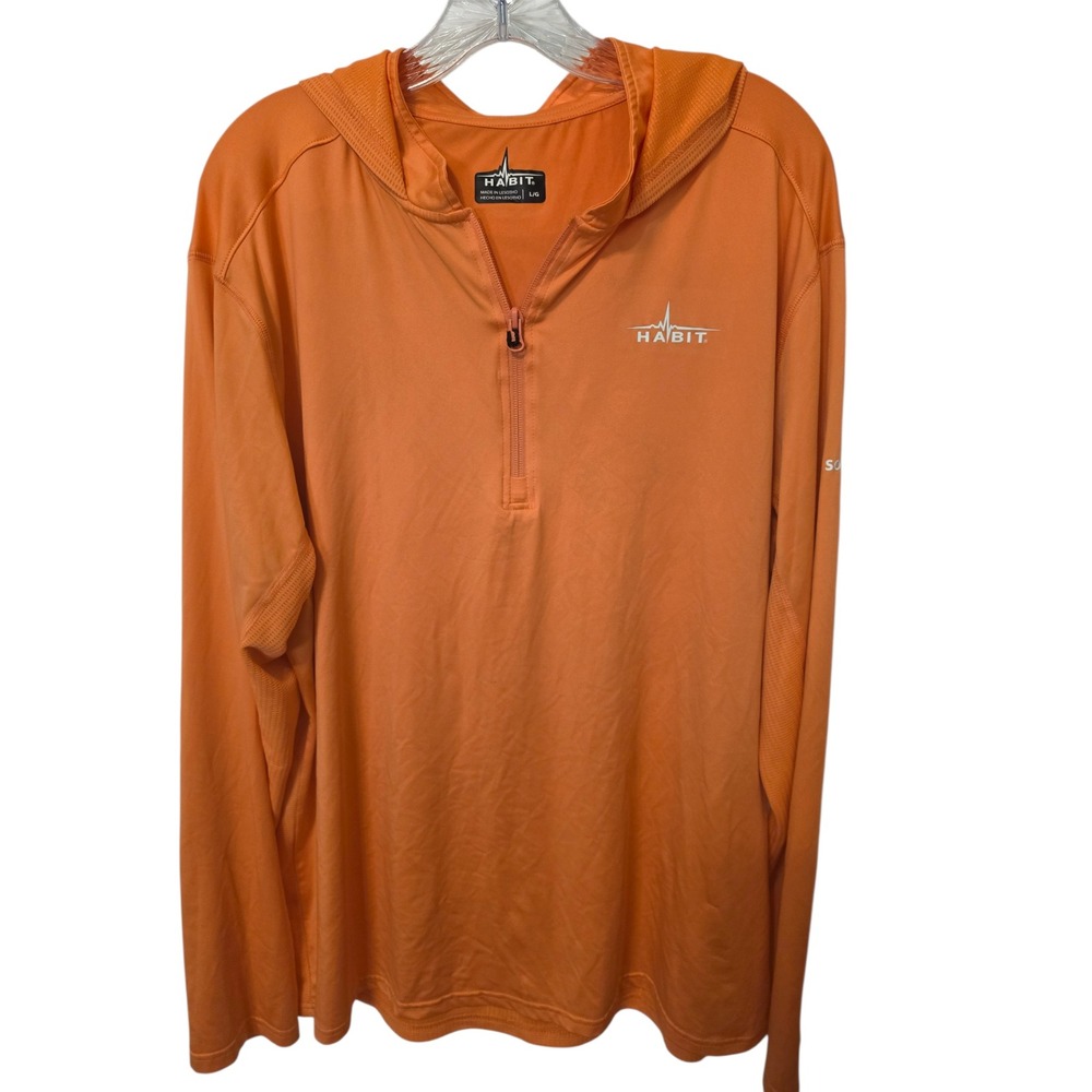 Habit Mens Orange Quarter Zip‎ Performance Hoodie Fishing Shirt Large L